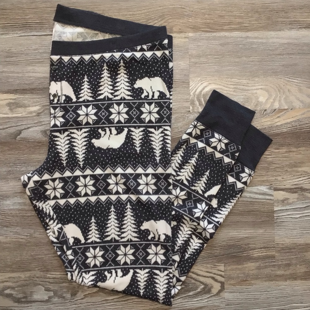 Old Navy Gray Fair Isle Polar Bear Thermal Knit Pajama Leggings XXL Tall NWT